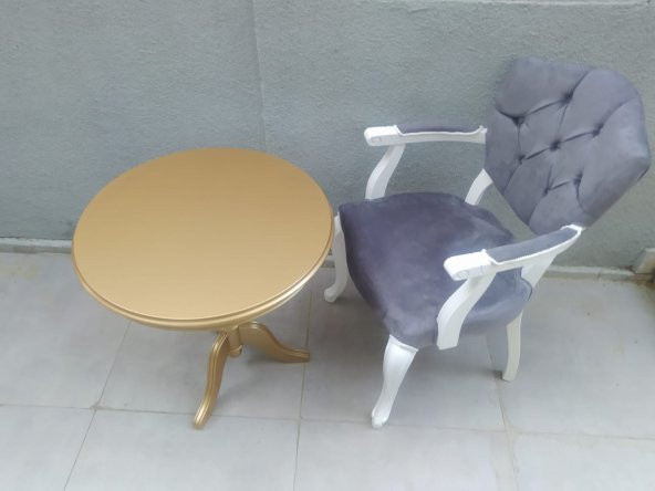 Fiskos Berjer 18377 Sandalye Kelebek Model beyaz GOLD Kapitone Kumaş Aslan ayak - 8