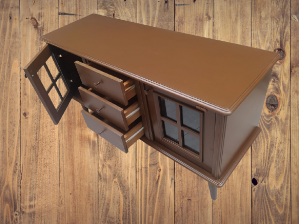 Tv Sehpa ST 18224 Windovs Model Pencere Gürgen Retro Ayak Ceviz Renk El Yapım - 3