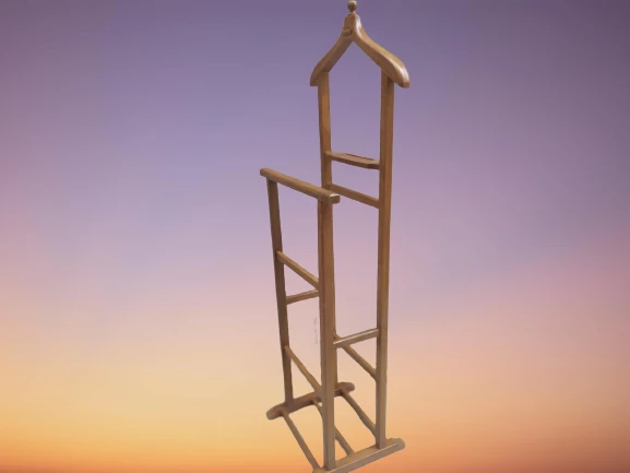 Dilsiz Uşak 18213 Çift TEPE HAVLULUK MODEL Parlak Ceviz Askılık Kayın El Yapım - 8