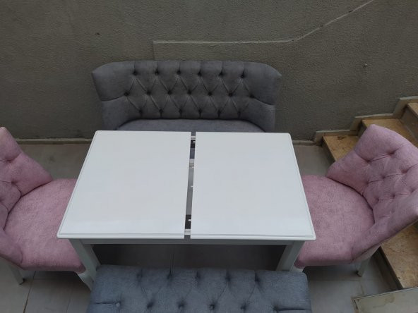 Berjer 18188 ÇAY SET Kayın ASLAN Beyaz masa Kapiton Döşeme Kalite Kumaş El yapım - 7