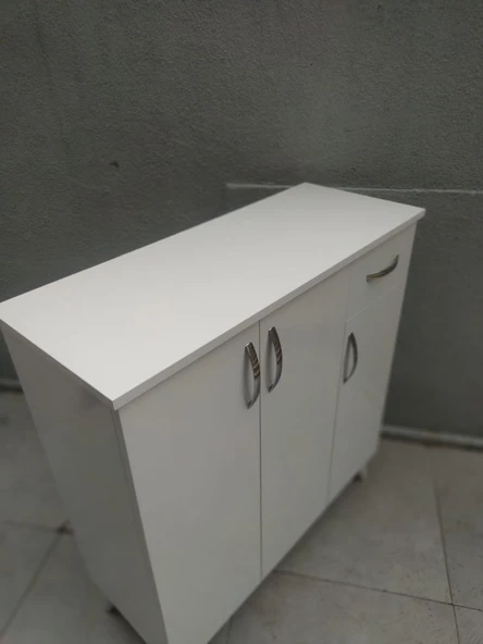 Ayakkabılık 18195 Çok Amaç Model Parlak Beyaz Hard suntalem Demonte 5raf El Yapım - 4