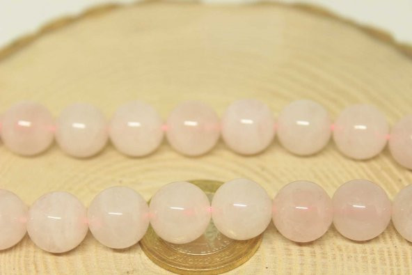 Pembe Kuvars Taşı YARIM Dizi 12mm (18cm uzunluğundadır) - Resim 2