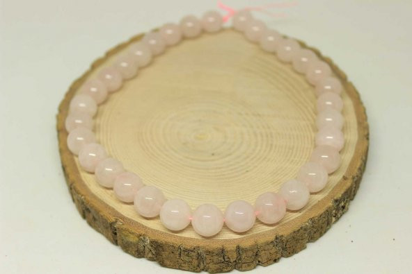 Pembe Kuvars Taşı YARIM Dizi 12mm (18cm uzunluğundadır) - Resim 3