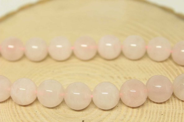 Pembe Kuvars Taşı YARIM Dizi 12mm (18cm uzunluğundadır) - Resim 4