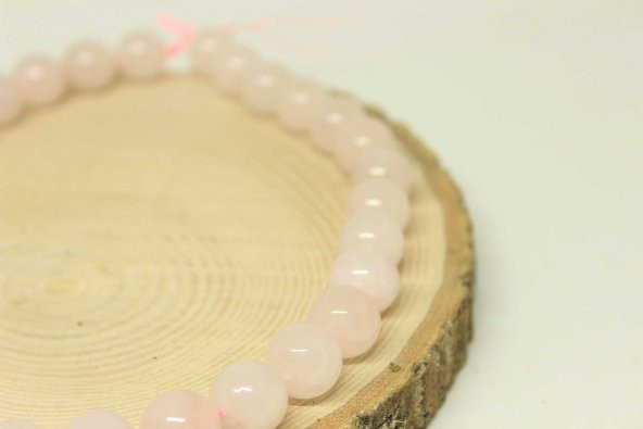Pembe Kuvars Taşı YARIM Dizi 12mm (18cm uzunluğundadır) - Resim 5