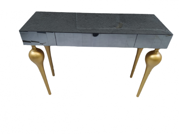 Dresuar 18117 TOMBUL Model Kayın Gold renk ayak Siyah Füme Ayna kaplı çek El yapı - 2