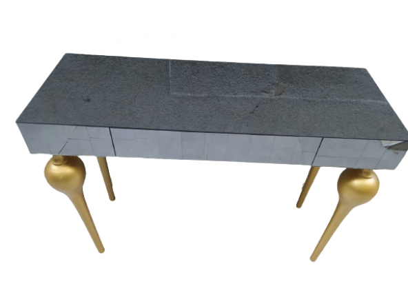 Dresuar 18117 TOMBUL Model Kayın Gold renk ayak Siyah Füme Ayna kaplı çek El yapı - 8