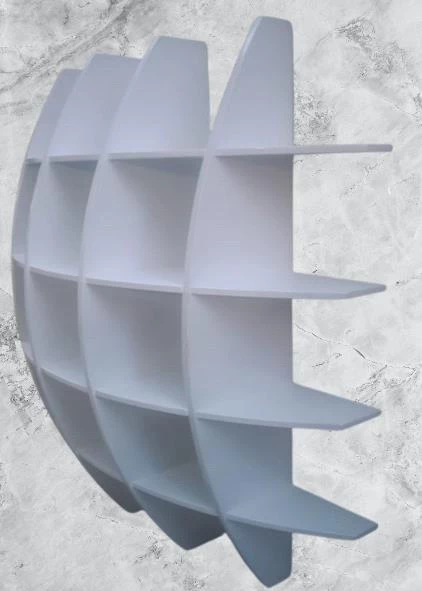 Kitaplık 18107 UZAY Tarz Duvar Monte Kayın Parlak Beyaz Yer kazan Modern Çizgi - 2