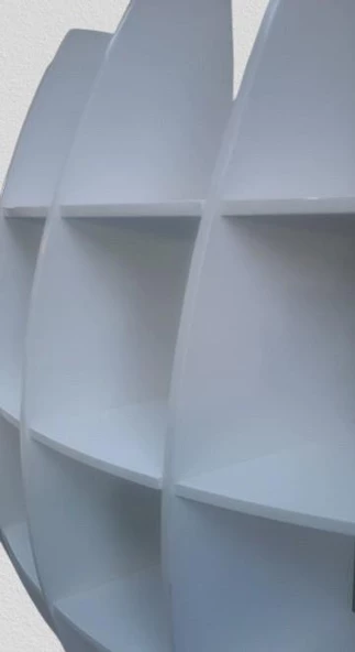 Kitaplık 18107 UZAY Tarz Duvar Monte Kayın Parlak Beyaz Yer kazan Modern Çizgi - 5