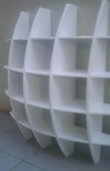 Kitaplık 18107 UZAY Tarz Duvar Monte Kayın Parlak Beyaz Yer kazan Modern Çizgi - 9