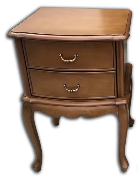 Komodin 18091 ST Klasik Model Kayın Lükens Aslan Ayak Bombe Çekmece Parlak Ceviz Lake - 3