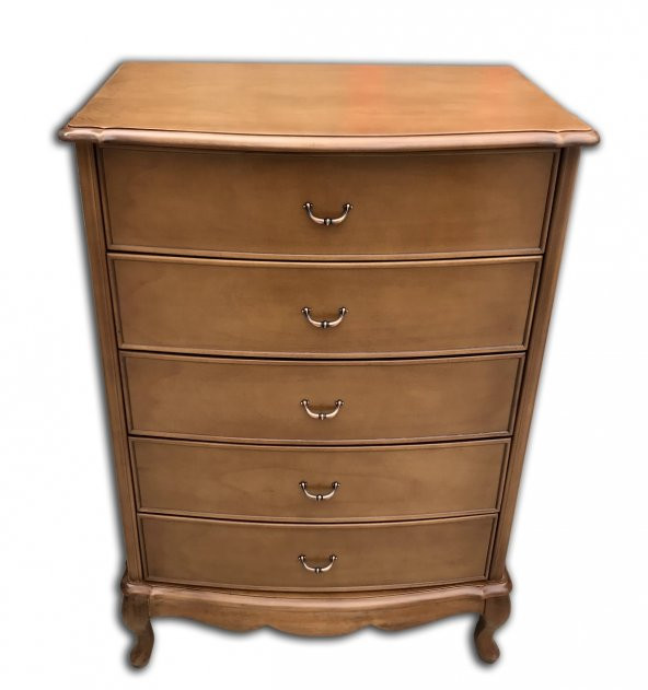 Şifonyer Komodin 18090 Klasik Kayın Aslan Ayak Bombe Parlak Ceviz Eskitme Kulp - 4