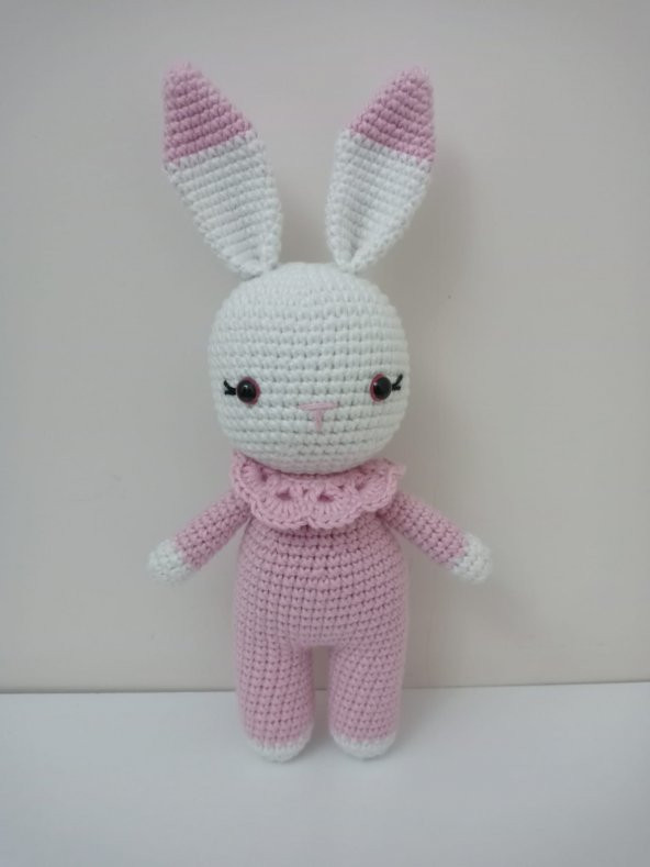 Pembe Miniş Tavşan Uyku Arkadaşı Amigurumi Organik Oyuncak