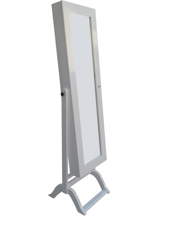 Ayna 18080 Takı Dolap Boy Ahşap Beyaz lake Nature MDF İçinde Aksesuar El Yapım - 3