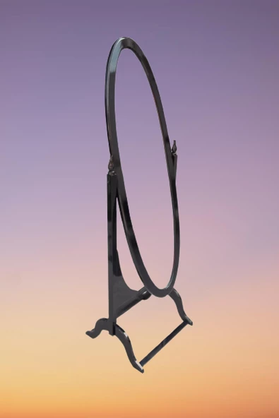 Ayna Boy 18069 Ahşap OVAL Kayın-MDF Parlak Siyah Nature Dekoratif Ayna El Yapım - Resim 6