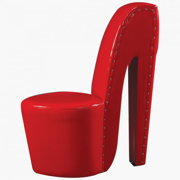 Dilsiz Uşak ST Topuk Ayakkabı Model PUF Kırmızı Rugan Suni Deri Kayın El Yapım