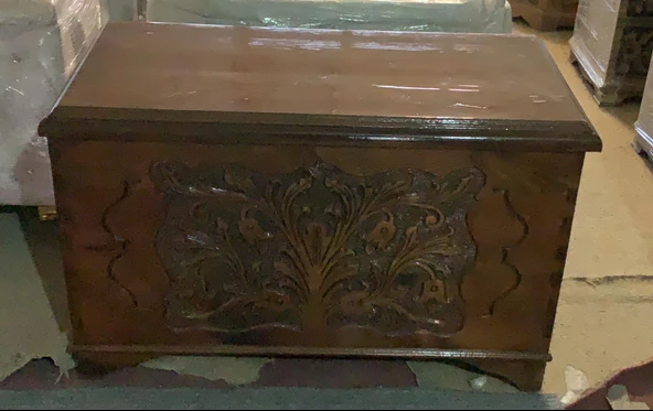 Çeyiz SANDIK 18040 Ahşap Kayın El Oyma Model Kilitli Parlak ceviz natüre El Yapım - 2