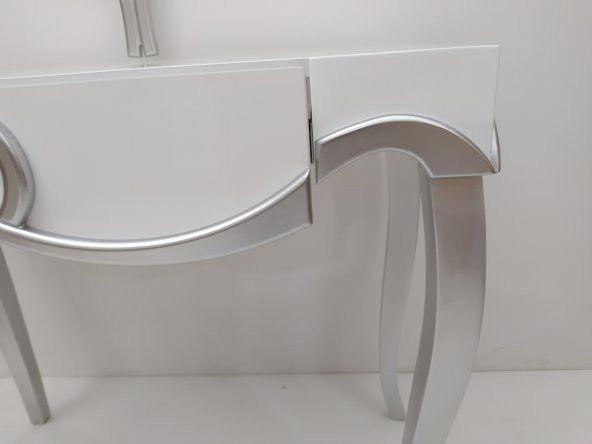 Dresuar 18032 CNC KABARTMA Model Kayın  Aslan Ayak Parlak Gri-Beyaz Boya El yapım - 3
