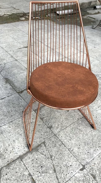 Sandalye 18009 İSTANBUL TEL Model Metal ROSE Kaplam Kiremit RENK döşeme El yapım - Resim 2