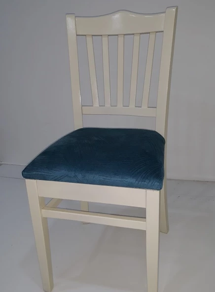 Sandalye17998 ÇITA Kayın MODEL RETRO Ayak parlak Mavi örgü döşeme kumaş El Yapım - Resim 3