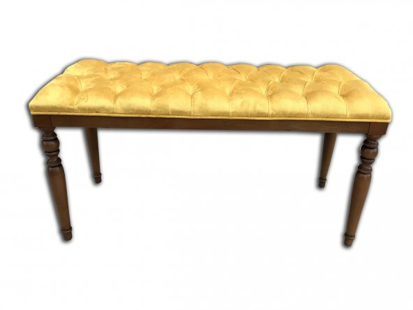 Benc17994 Puf Kapitone Avangart Babyfac Kumaş Sarı Kayın İnce RETRO ayak El Yapım - 4