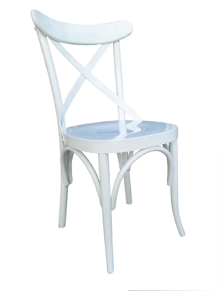 Sandalye 17978 Çapraz model Kayın RETRO Ayak Babyface kumaş Parlak Beyaz  El Yapı - Resim 3