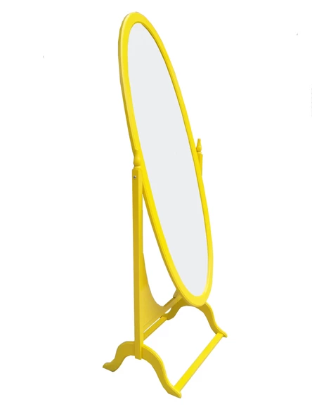 Ayna Oval 17969 Model Ahşap Kayın Ve MDF Parlak SARI Lake flotal Ayna El Yapım - 3