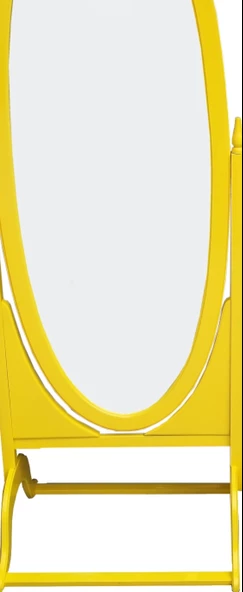 Ayna Oval 17969 Model Ahşap Kayın Ve MDF Parlak SARI Lake flotal Ayna El Yapım - 4