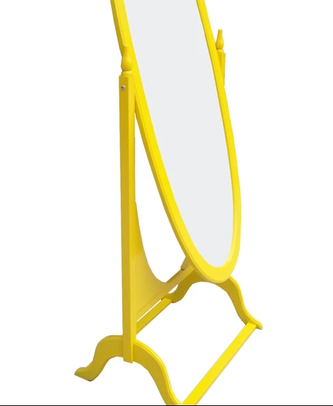 Ayna Oval 17969 Model Ahşap Kayın Ve MDF Parlak SARI Lake flotal Ayna El Yapım - 2