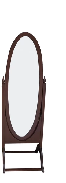 Ayna 17970 Oval Model Ahşap Kayın Ve MDF Parlak Ceviz Lakeflotal Ayna El Yapım