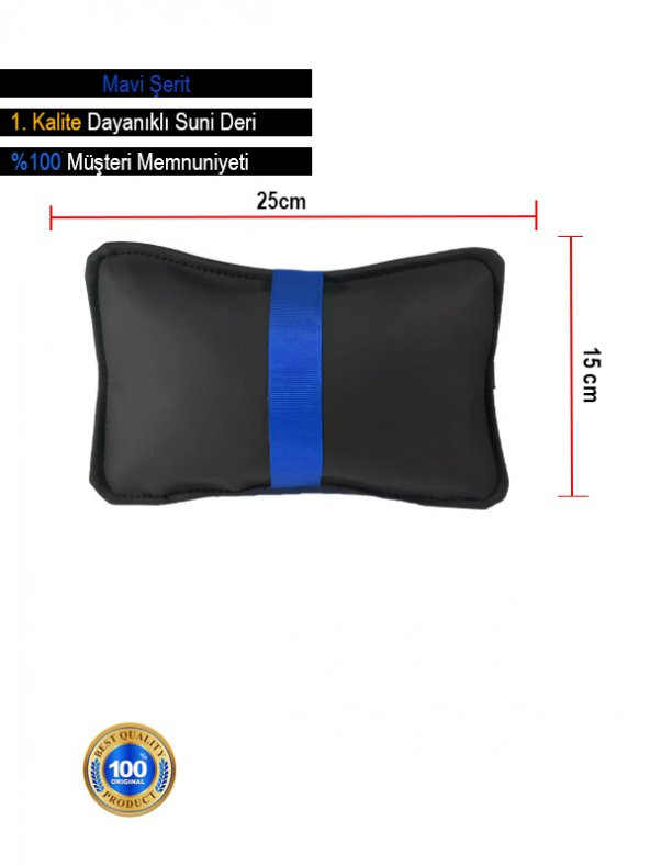 BMW 2 Serisi F46 Gran Tourer 2015 ve Sonrası 7 Kişi Oto Koltuk Mavi Şerit Boyun Yastığı 2 Adet - 3