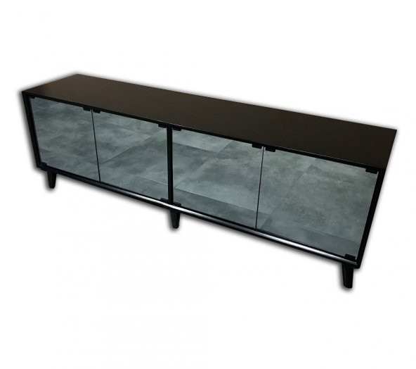 TV Sehpa ST 17959 Modern Konik Ayna Parlak Gri modern Kayın retro ayak El yapım - Resim 2