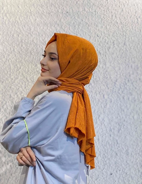 Loryan Scarf Viva Crush Pamuklu Şal 00380 KOYU ORANGE - 2
