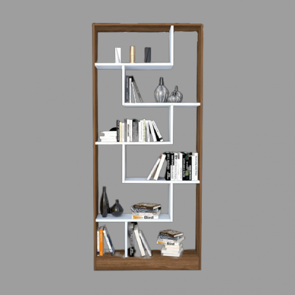 Kitaplık 17893 LABİRENT Torna Model1kalit Suntalem Raf Parlak Beyaz Ceviz El Yapı - 3