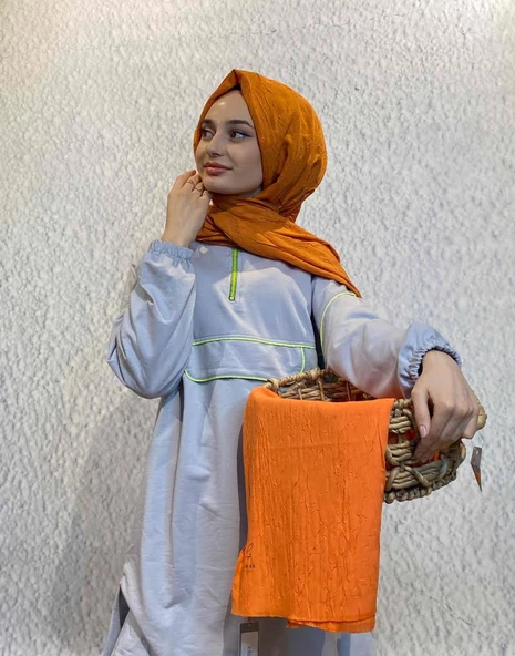 Loryan Scarf Viva Crush Pamuklu Şal 00380 KOYU ORANGE