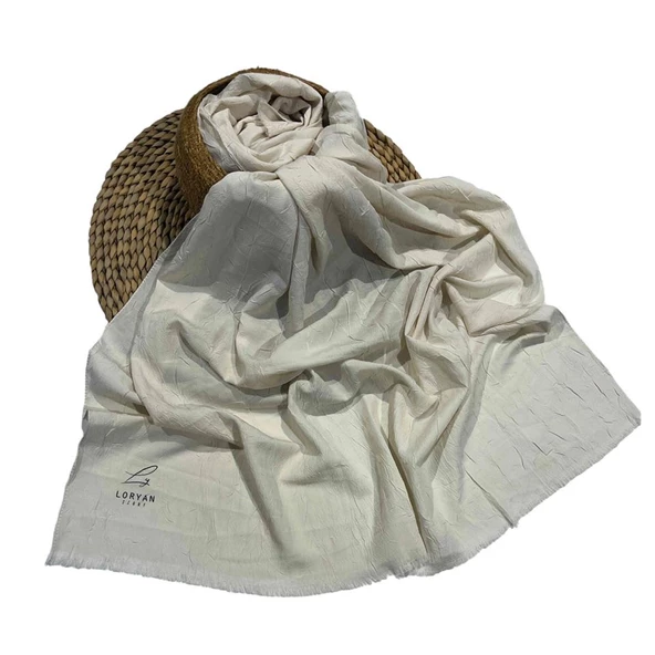 Loryan Scarf Viva Crush Pamuklu Şal 00380  EKRU ürün görseli