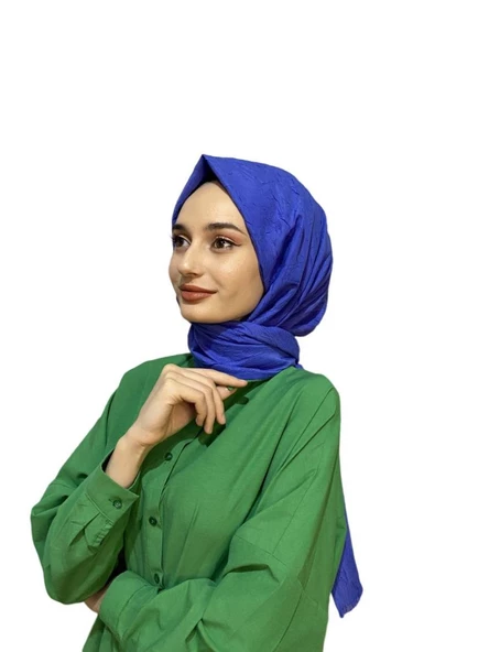 Loryan Scarf Viva Crush Pamuklu Şal 00380  İNDİGO - Resim 2