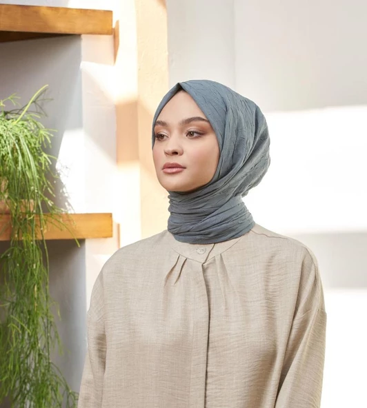 Loryan Scarf Viva Crush Pamuklu Şal 00380  ANTRASİT ürün görseli