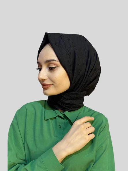 Loryan Scarf Viva Crush Pamuklu Şal 00380  SİYAH - Resim 2