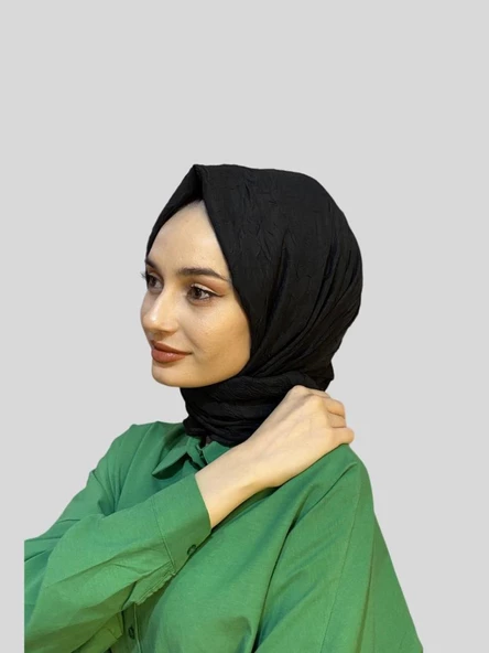 Loryan Scarf Viva Crush Pamuklu Şal 00380  SİYAH ürün görseli