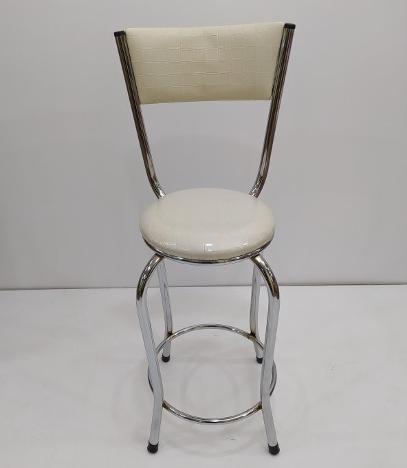 Sandalye17857 BAR Yüksek Model KREM 4ad Metal nikelaj Suni deri döşem El yapım