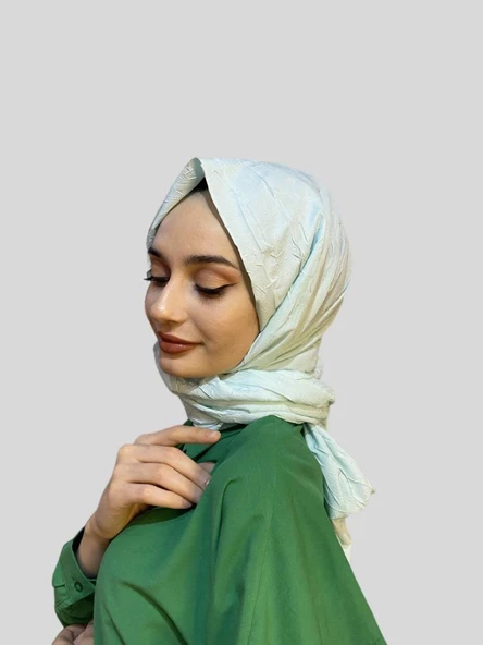 Loryan Scarf Viva Crush Pamuklu Şal 00380  SU YEŞİLİ ürün görseli