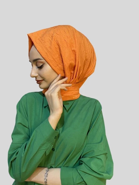Loryan Scarf Viva Crush Pamuklu Şal 00380  ORANGE - Resim 2