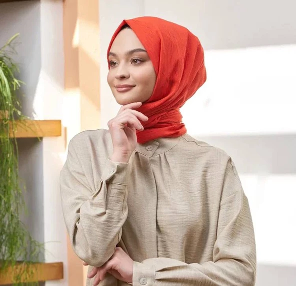 Loryan Scarf Viva Crush Pamuklu Şal 00380 MERCAN