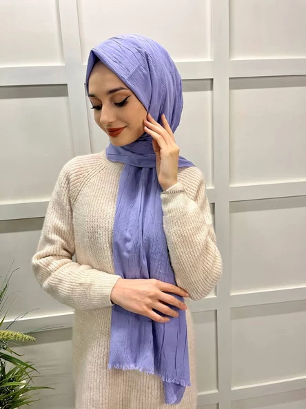 Loryan Scarf Viva Crush Pamuklu Şal 00380  AÇIK LİLA - Resim 2