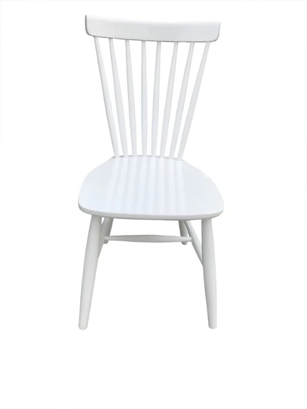 Sandalye 13724 Midilli Model Kayın Retro Ayak Kafesli Parlak Beyaz Lake El yapım - 2