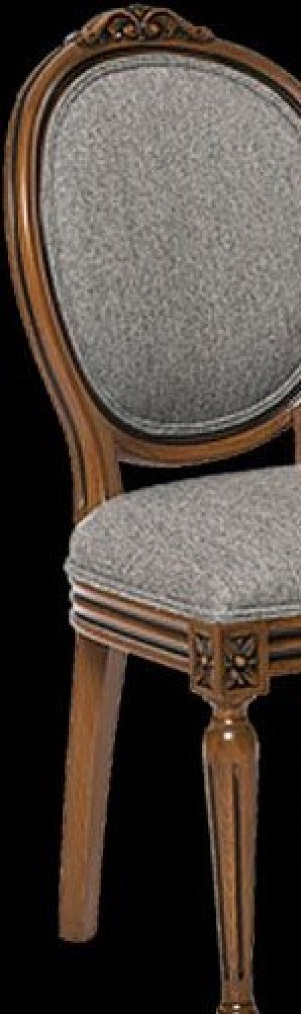 Sandalye 17767 MADALYON Model Kayın RETRO ayak Parlak ceviz Natüre Kumlu Kumaş - Resim 3