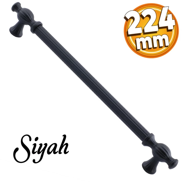 Kesir Mobilya Mutfak Dolabı Çekmece Dolap Kapak Kulpu Kulbu Siyah (224 MM-22.4 CM) Metal Kulpları