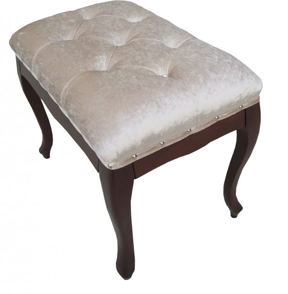 Benc 17698 Puf Kapitone Avangart Babyface Kumaş Krem Kayın RETRO ayak Elyapım - 3
