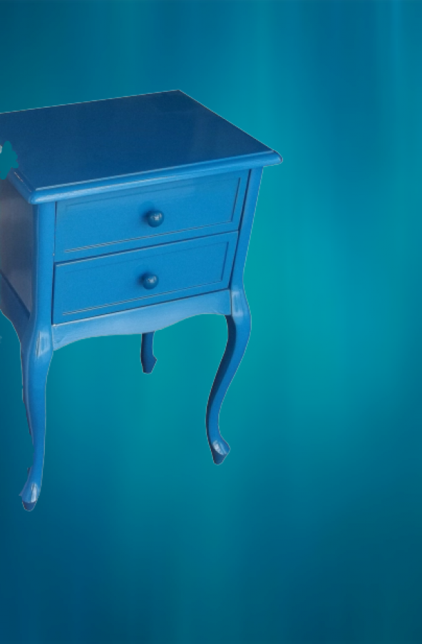 Komodin 17692 Klasik Kayın Aslan Ayak Parlak Mavi Lake Porselen Kulp El yapım - 3